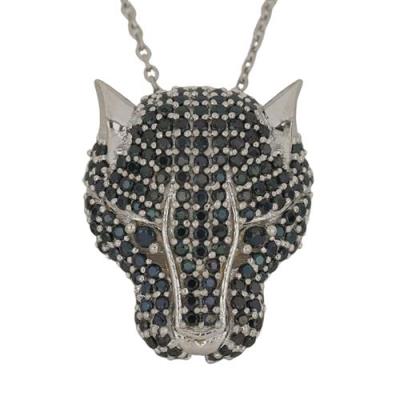 BUY 925 STERLING SILVER NATURAL BLACK SPINEL GEMSTONE PANTHER PENDANT 